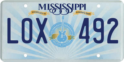 MS license plate LOX492