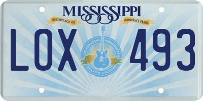 MS license plate LOX493