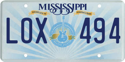 MS license plate LOX494