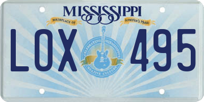 MS license plate LOX495