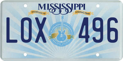 MS license plate LOX496