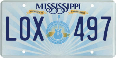 MS license plate LOX497