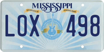 MS license plate LOX498