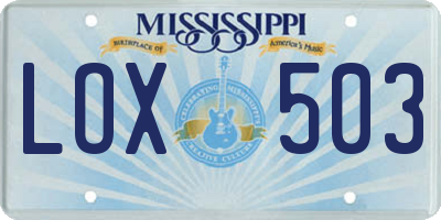 MS license plate LOX503