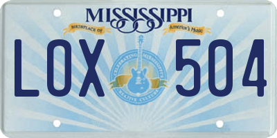 MS license plate LOX504