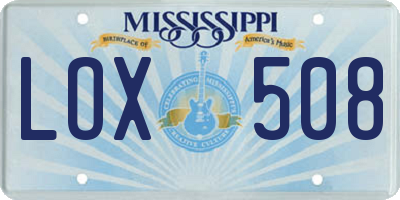 MS license plate LOX508