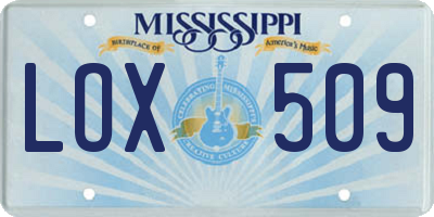MS license plate LOX509