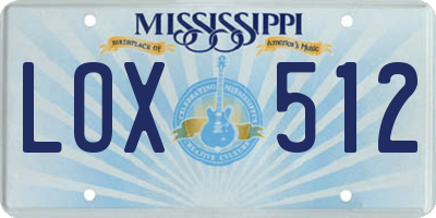 MS license plate LOX512