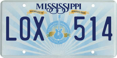 MS license plate LOX514