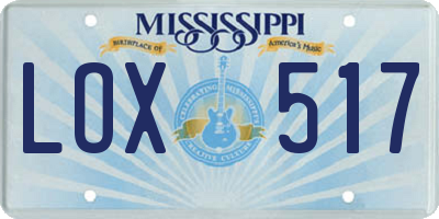 MS license plate LOX517