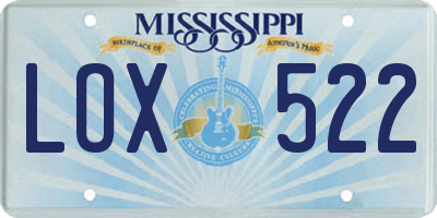 MS license plate LOX522