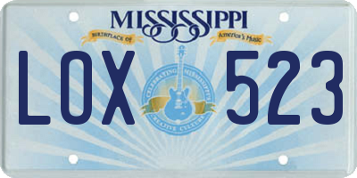 MS license plate LOX523
