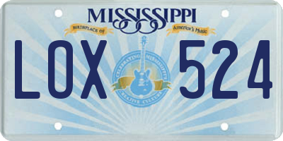 MS license plate LOX524