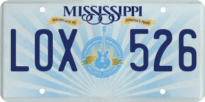 MS license plate LOX526