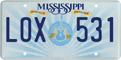 MS license plate LOX531