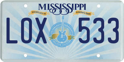 MS license plate LOX533