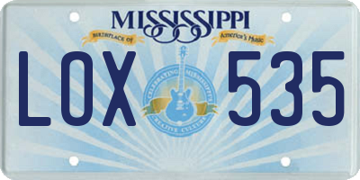 MS license plate LOX535