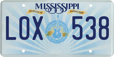 MS license plate LOX538