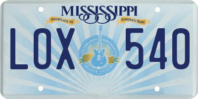 MS license plate LOX540