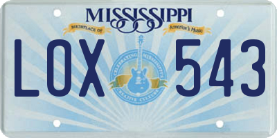 MS license plate LOX543