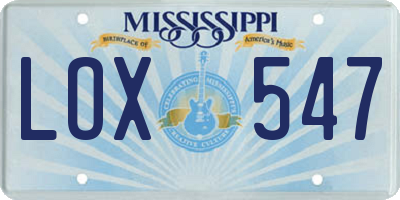 MS license plate LOX547