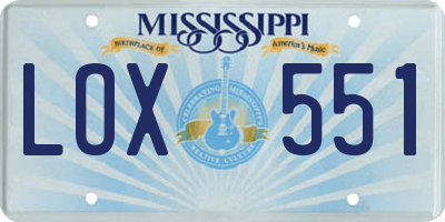 MS license plate LOX551