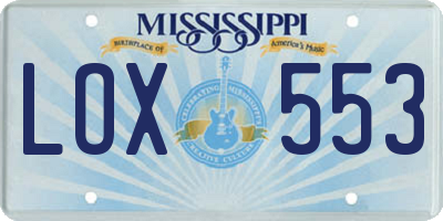 MS license plate LOX553