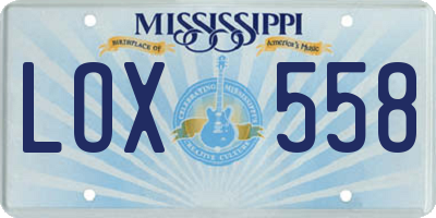 MS license plate LOX558