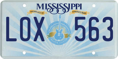 MS license plate LOX563
