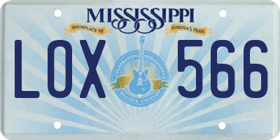 MS license plate LOX566