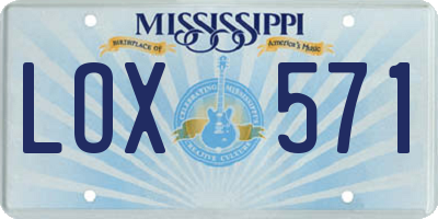 MS license plate LOX571