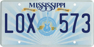 MS license plate LOX573