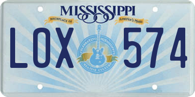MS license plate LOX574