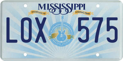 MS license plate LOX575