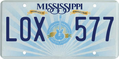 MS license plate LOX577