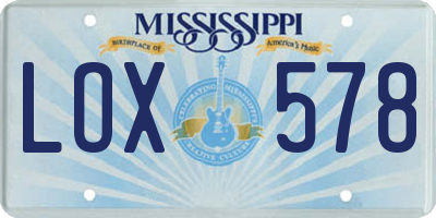 MS license plate LOX578