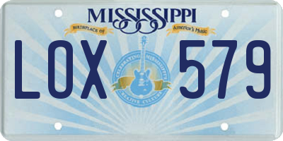 MS license plate LOX579