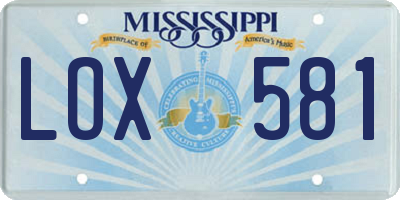 MS license plate LOX581