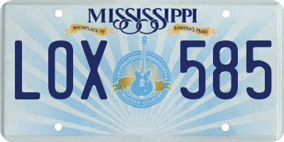 MS license plate LOX585