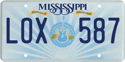 MS license plate LOX587