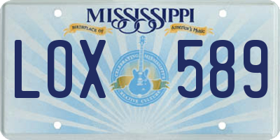 MS license plate LOX589