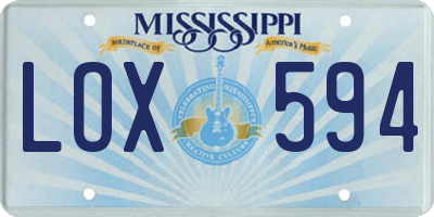MS license plate LOX594