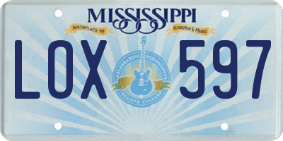 MS license plate LOX597