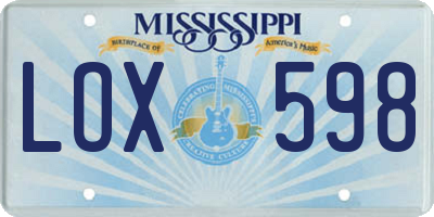 MS license plate LOX598