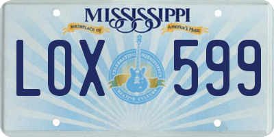 MS license plate LOX599