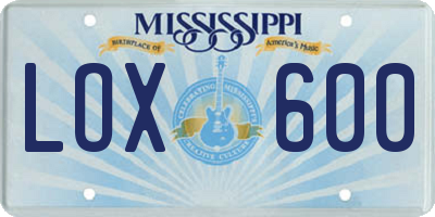 MS license plate LOX600