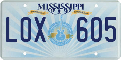 MS license plate LOX605