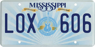 MS license plate LOX606