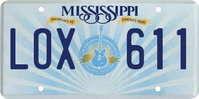 MS license plate LOX611
