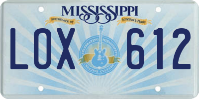 MS license plate LOX612